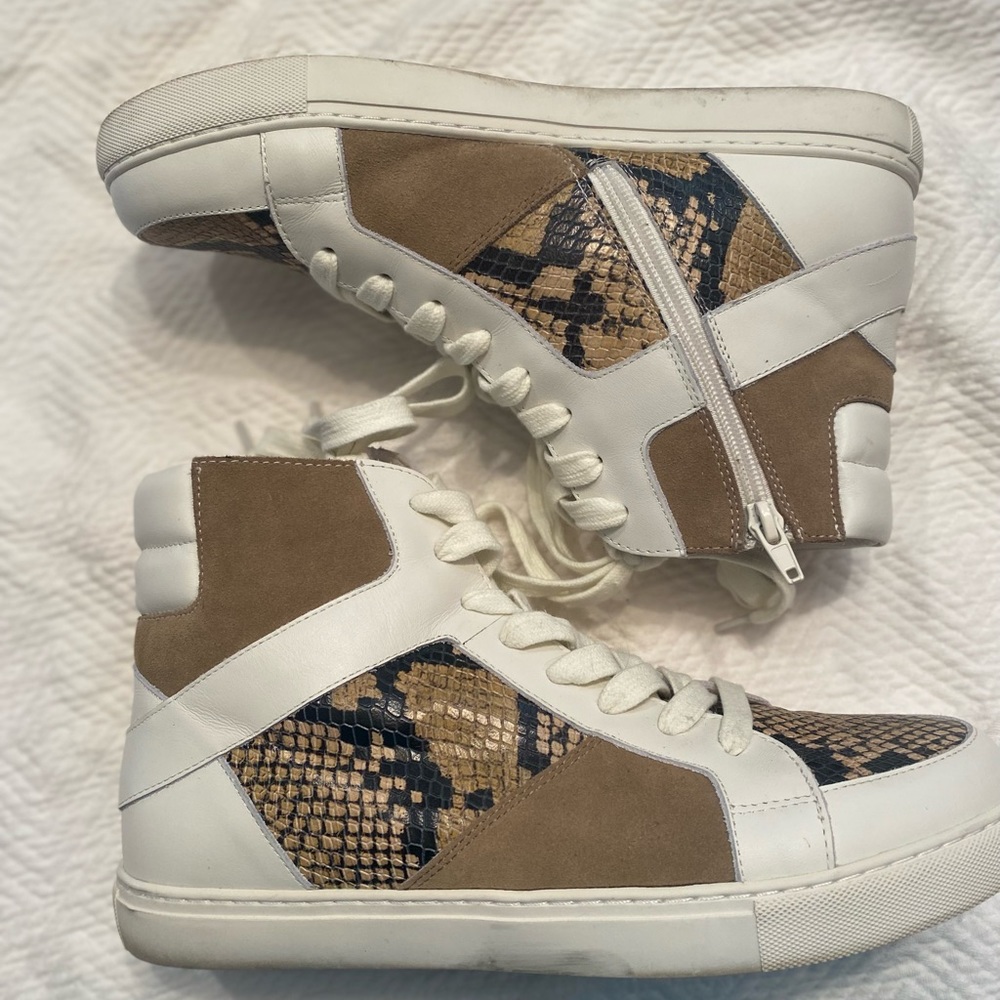 White leather with snakeskin print